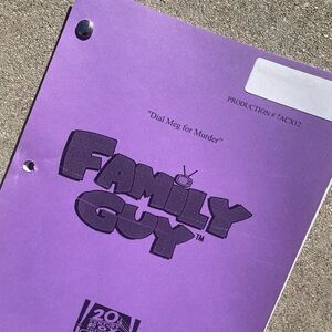 Family Guy 2008 Dial Meg For Murder Episode Production Used Table Draft Script